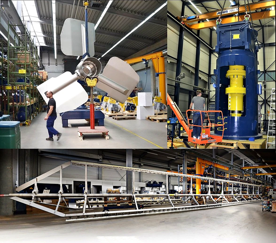 EKATO manufacturing facility: large agitator impellers and reactor drives in production