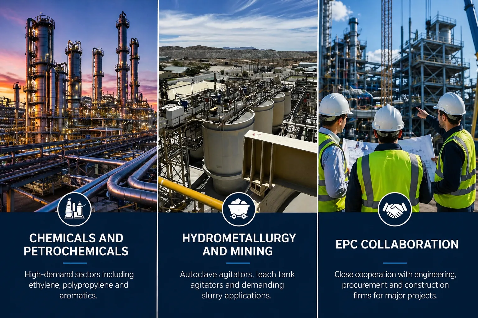 Industrial sectors served by ITS: chemicals and petrochemicals, hydrometallurgy and mining, and EPC collaboration